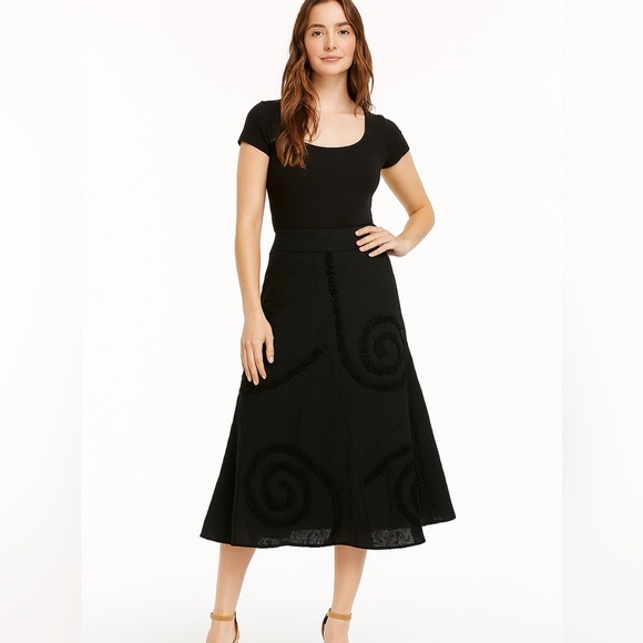 Marisa Christina Soutache Midi Skirt Size 4 | Godet Panel Boho Feminine Flare - Picture 2 of 14